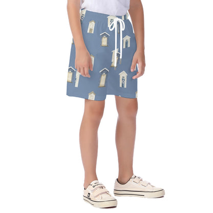 Dark Blue Beach Houses Kid's Beach Shorts