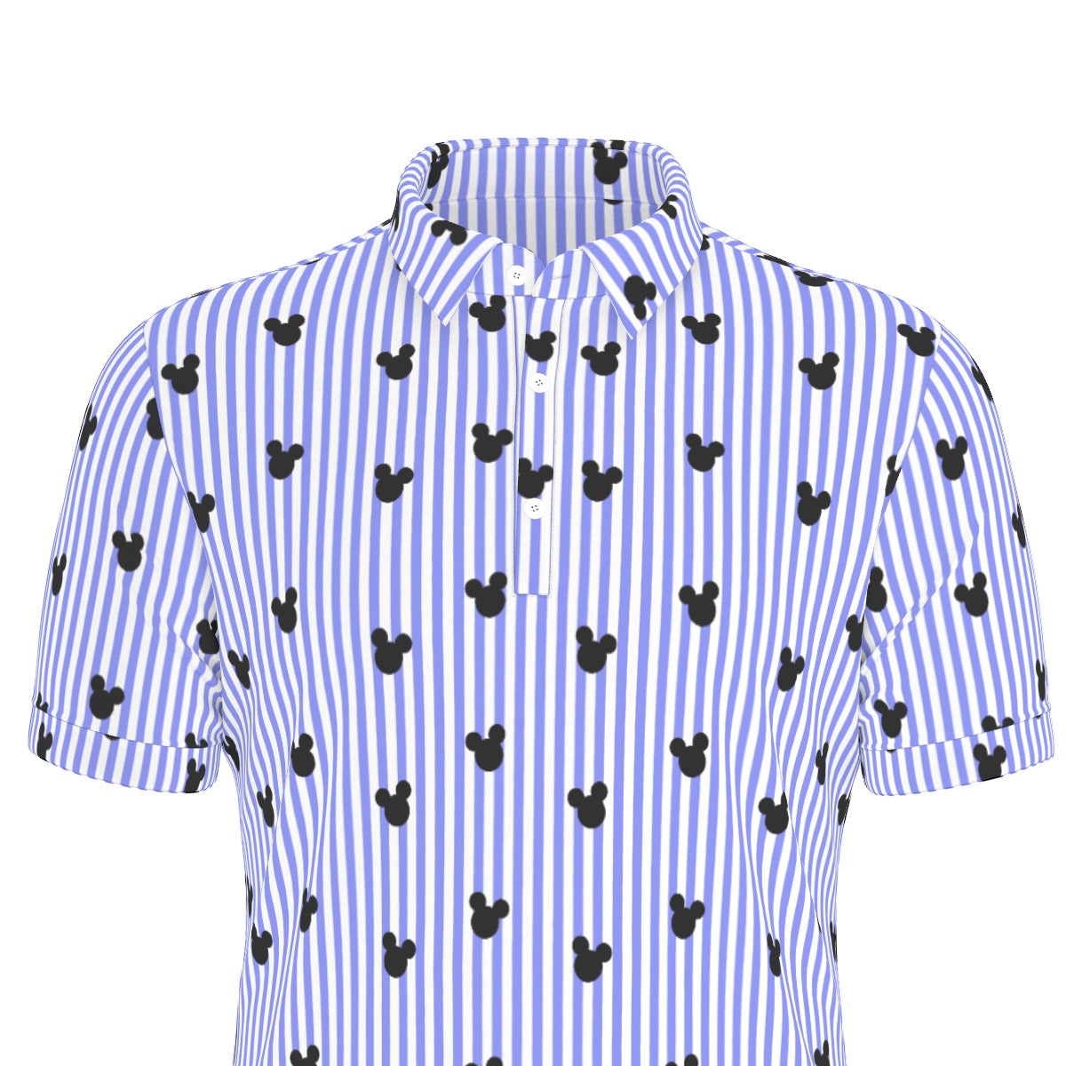 Bright Blue Stripe Men's Stretch Collar Polo Shirt
