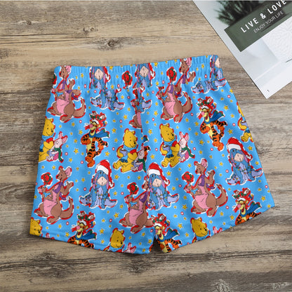 Jolly Winnie & Friends [blue] Women's Casual Shorts
