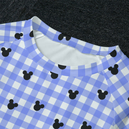 Bright Blue Gingham Women's Raglan Sleeve Pajamas