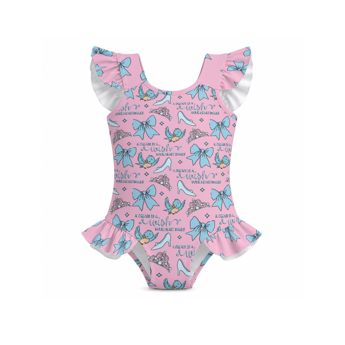 A Dream [pink] Girls' Ruffle Sleeve Swimsuit With Bow