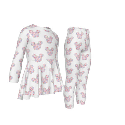 Floral Minnie Girls LS Pants Set