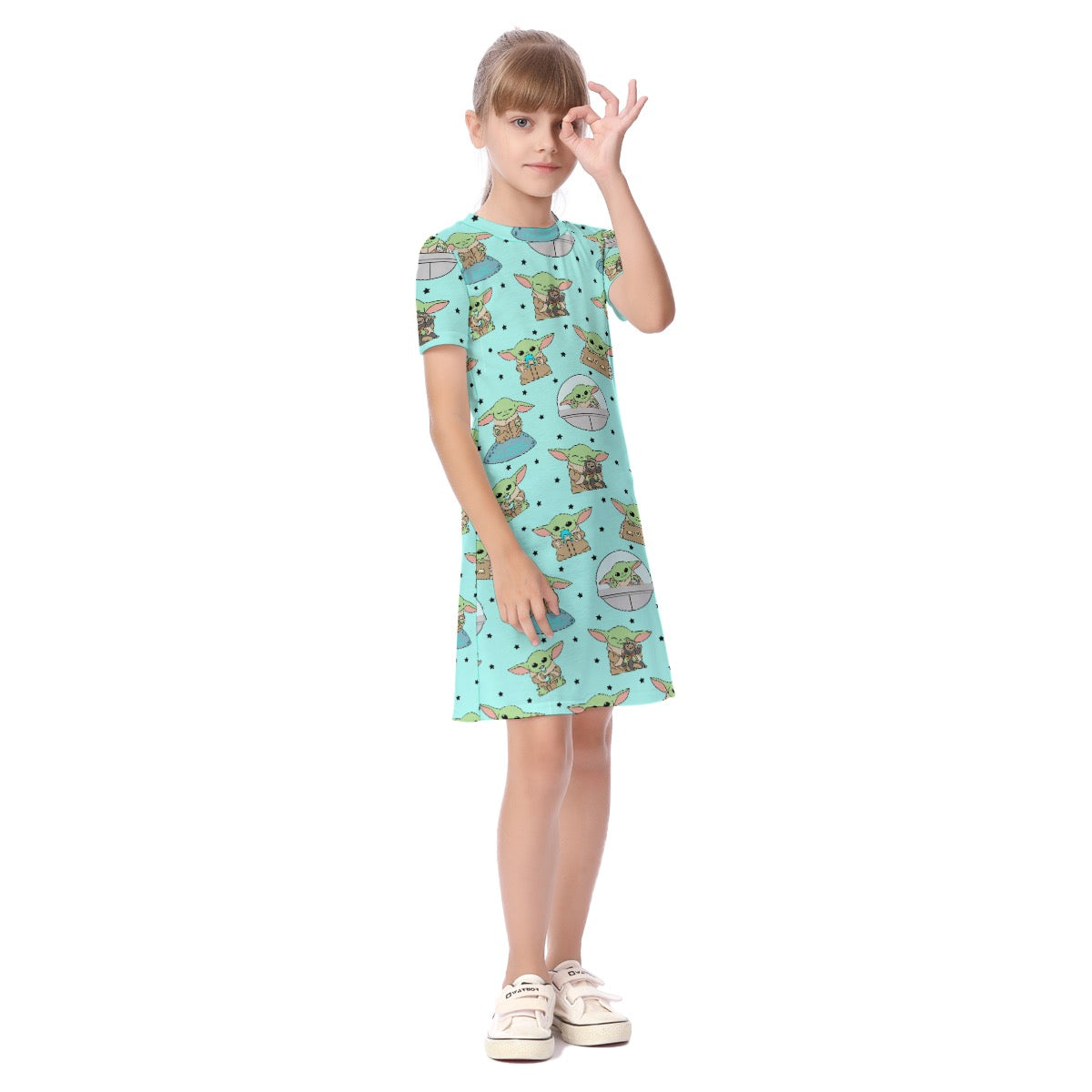 Aqua Foundling Kid's Short Sleeve Dress