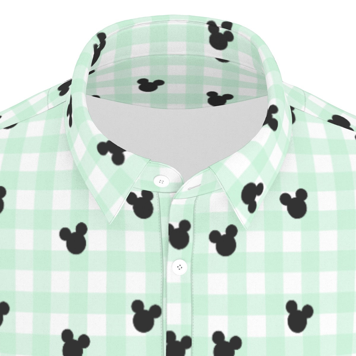 Green Gingham Men's Stretch Collar Polo Shirt