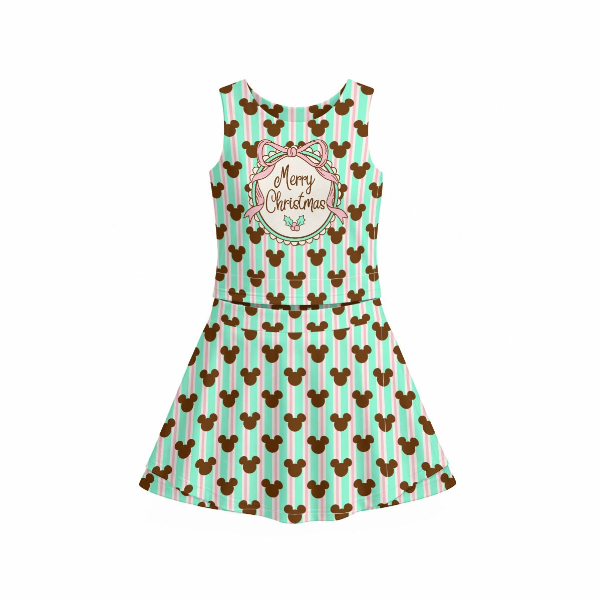 MM Merry Christmas Stripe Girl's Sports Tank & Skort Set