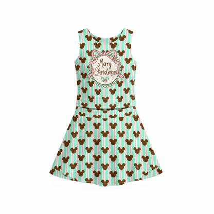 MM Merry Christmas Stripe Girl's Sports Tank & Skort Set