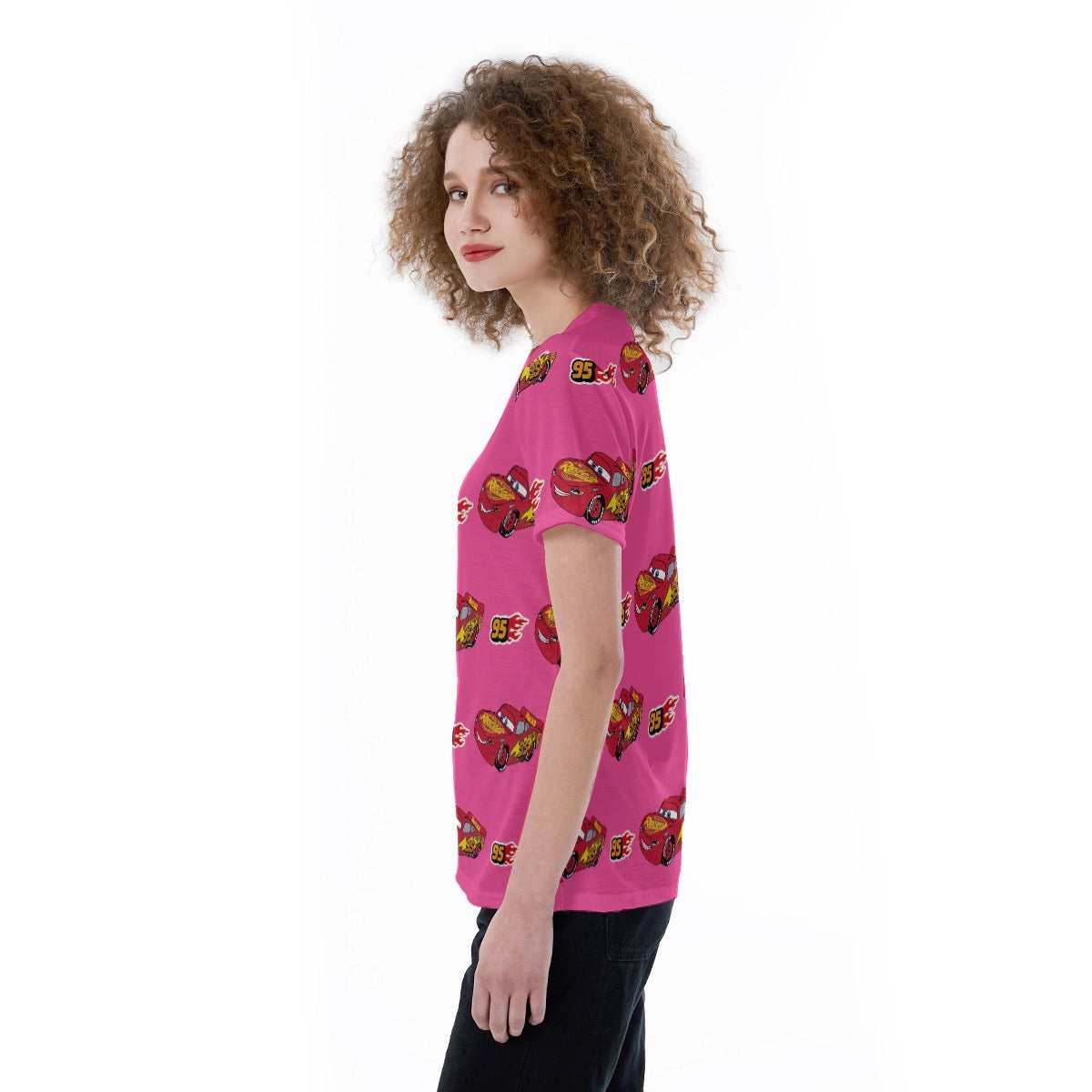 Pink Cars V-neck Women's T-shirt