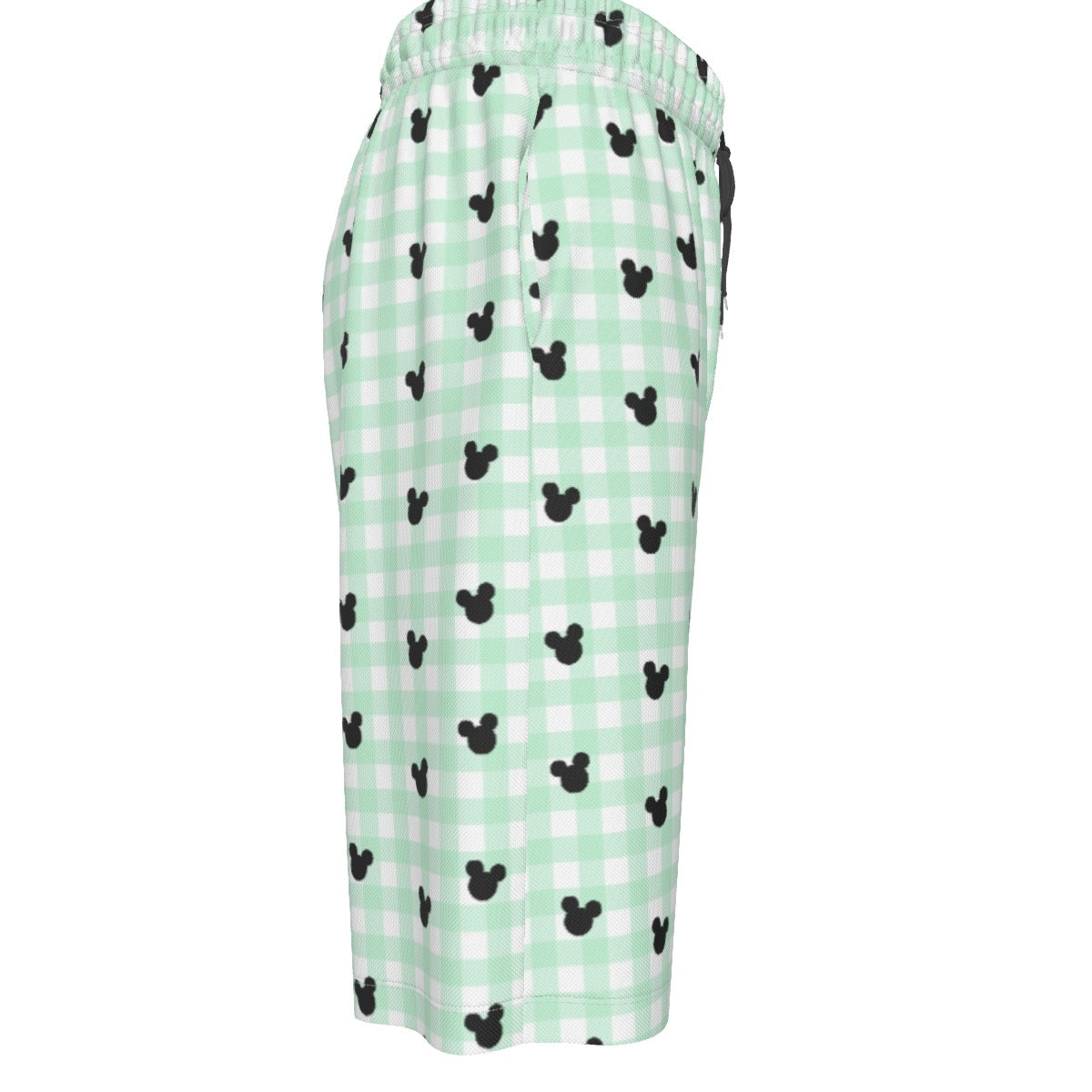 Green Gingham Men's Over-The-Knee Shorts