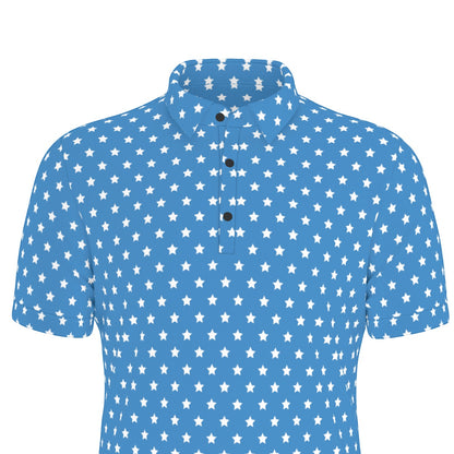 Blue Dots Men's Stretch Collar Polo Shirt
