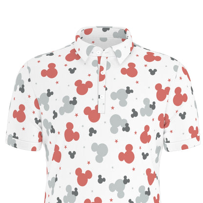 Red & Gray MM Men's Stretch Collar Polo Shirt