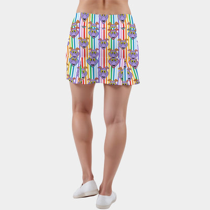 Striped Figgy Women's  Active Skort With Inner Shorts