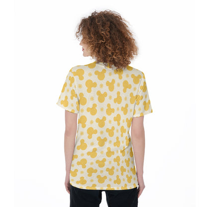Yellow Floral Minnie Women's O-Neck T-Shirt|180 GSM Jersey