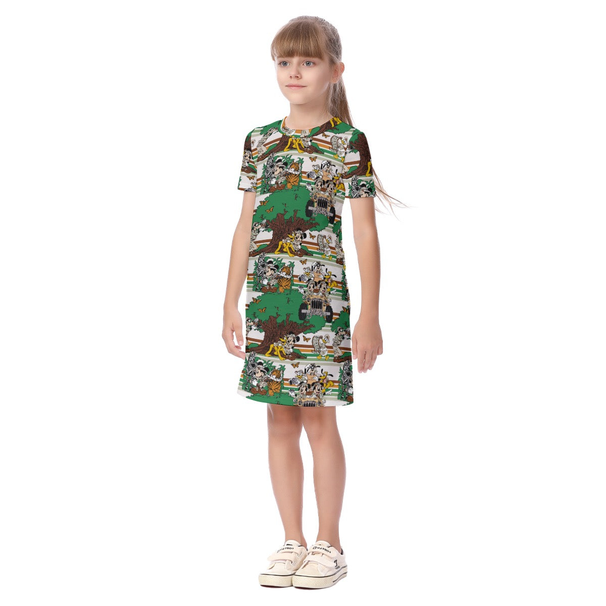 Striped Safari Kid's Short Sleeve Dress