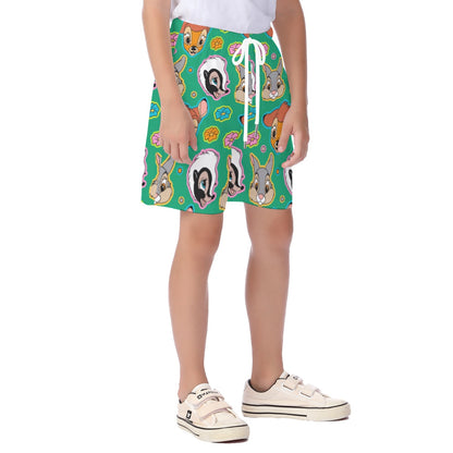 Green Forest Friends Kid's Beach Shorts
