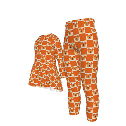 Preppy Pumpkin Print Kid's Casual Suit