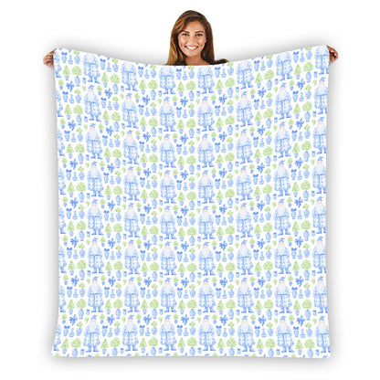 Single-Side Grandmillenial Santa Flannel Blanket