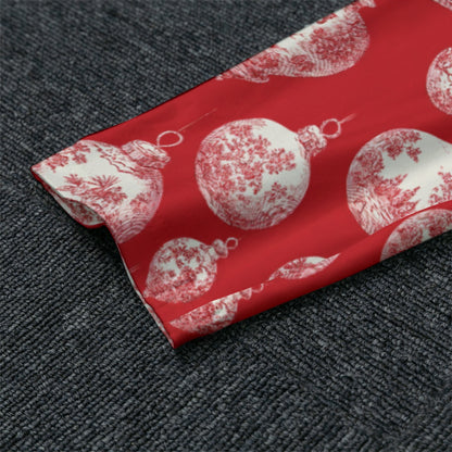 Red Toile Christmas Ornaments Men's Raglan Sleeve Pajamas