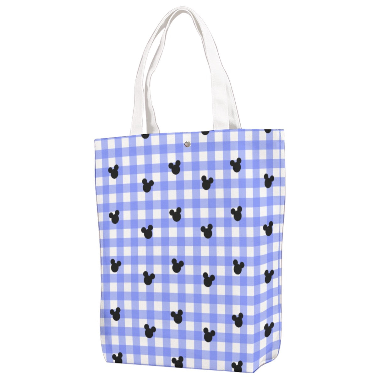 Bright Blue Gingham Canvas Bag With Shoulder Strap