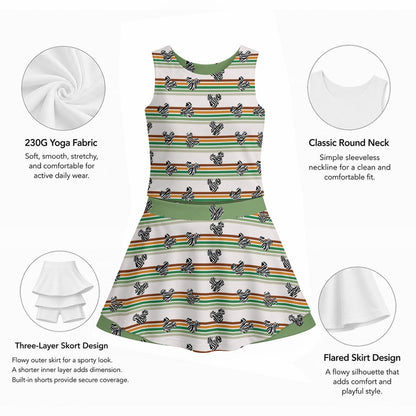 Green Zebra MM & Safari Stripe MM Women's Sports Tank & Skort Set