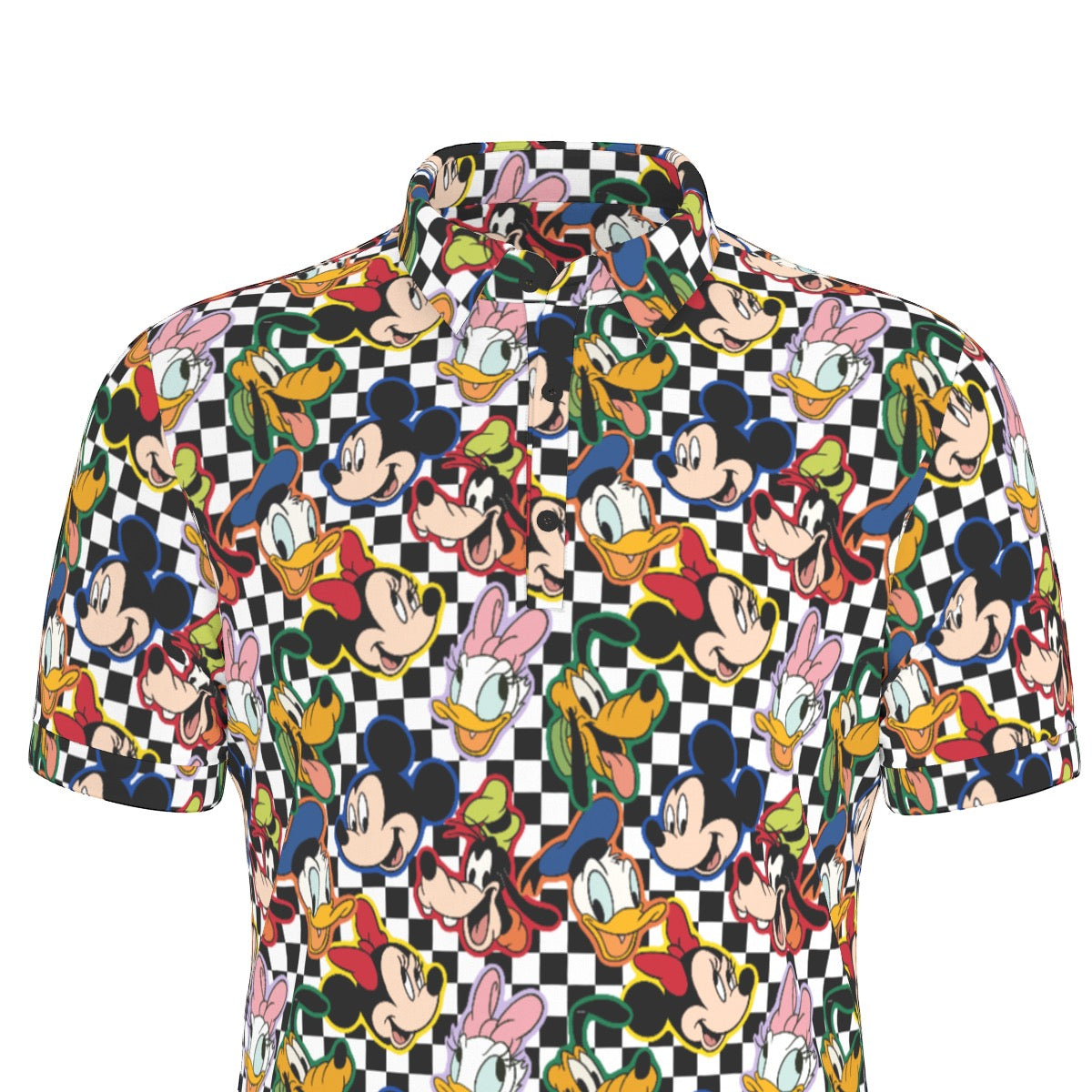 Checkered Friends Men's Stretch Collar Polo Shirt