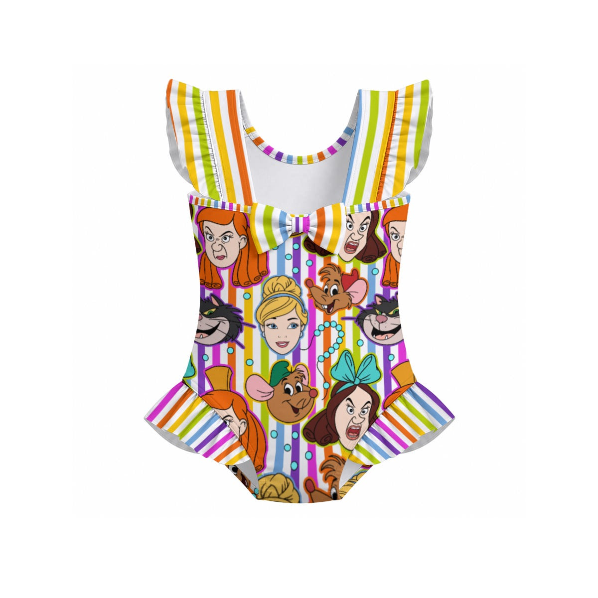 Cindy & Step Sisters Girls' Ruffle Sleeve Swimsuit With Bow