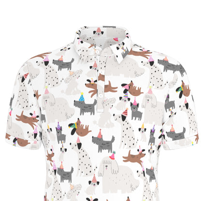 Party Pups Men's Stretch Collar Polo Shirt
