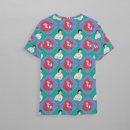 A Mermaid & Her Prince Check Children's Athletic T-Shirt