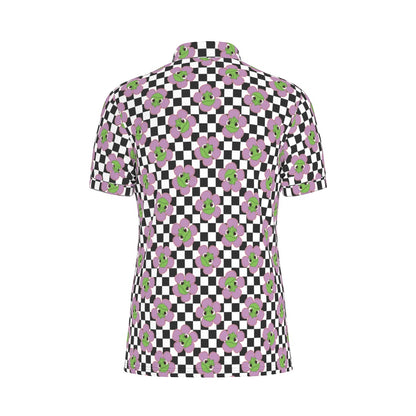 Flower Chameleon Men's Stretch Collar Polo Shirt