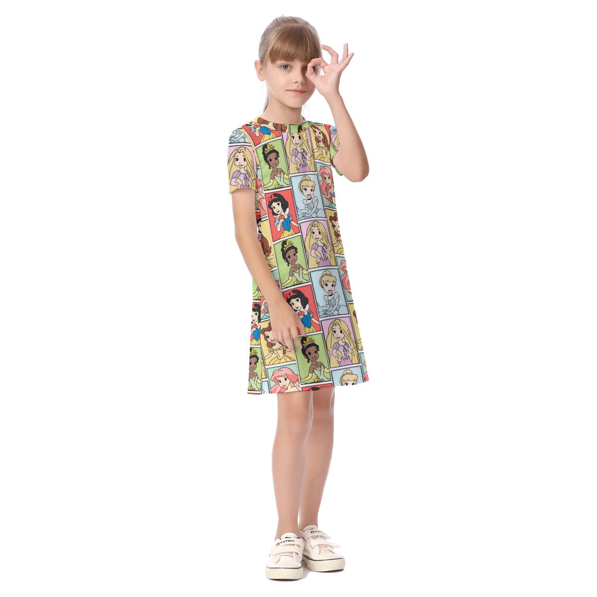 Princess Portrait Kid's Short Sleeve Dress