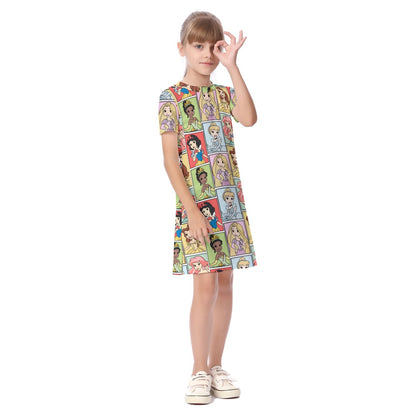Princess Portrait Kid's Short Sleeve Dress