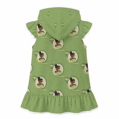 Tia Portrait [green] Girls' Hooded Beach Cover-Up