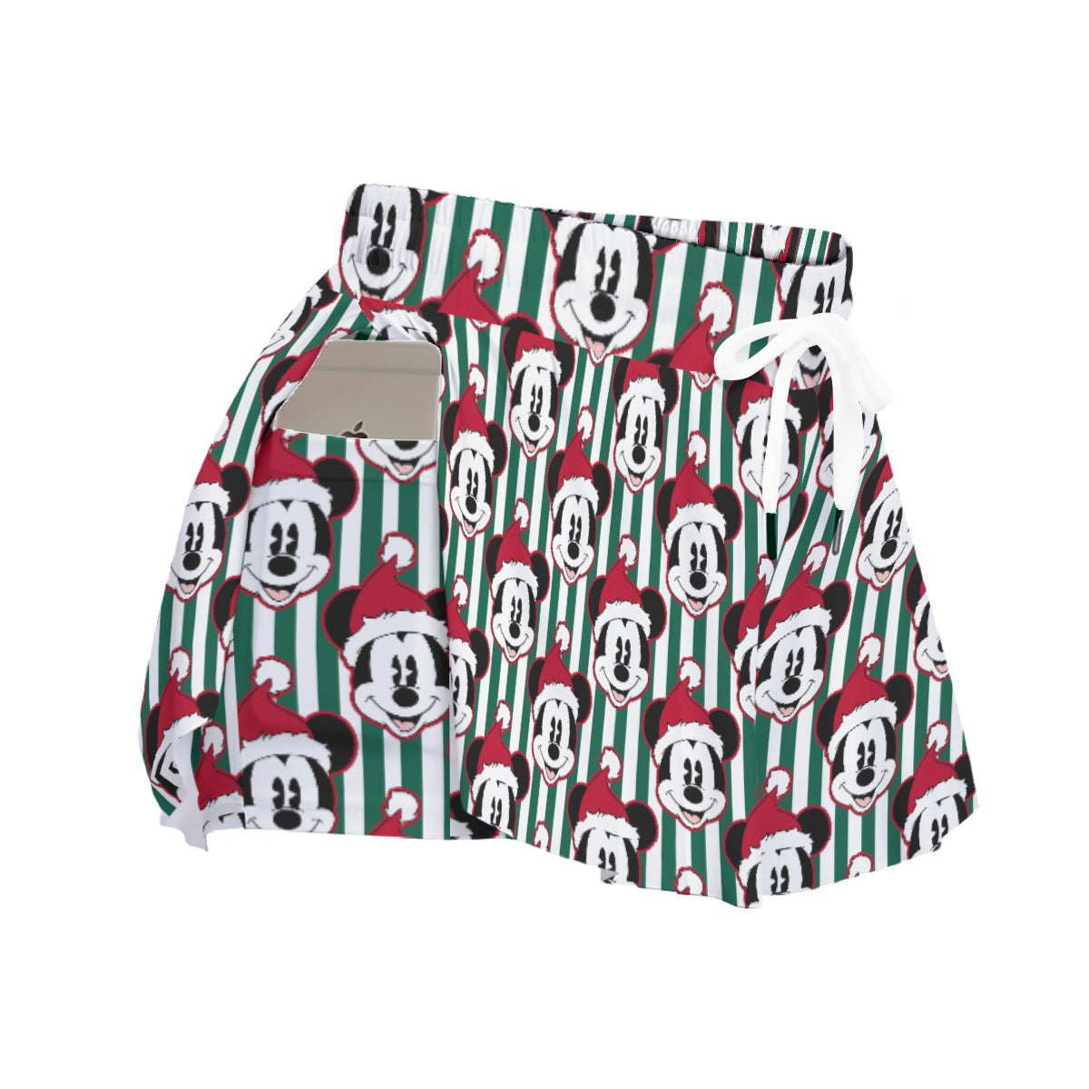 Santa MM [green stripe] Women's Sport Skorts With Pocket