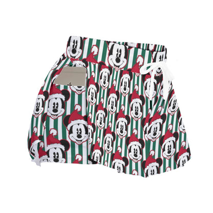 Santa MM [green stripe] Women's Sport Skorts With Pocket