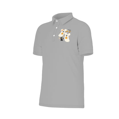 Friendly Ghosts Panel Men's Stretch Collar Polo Shirt