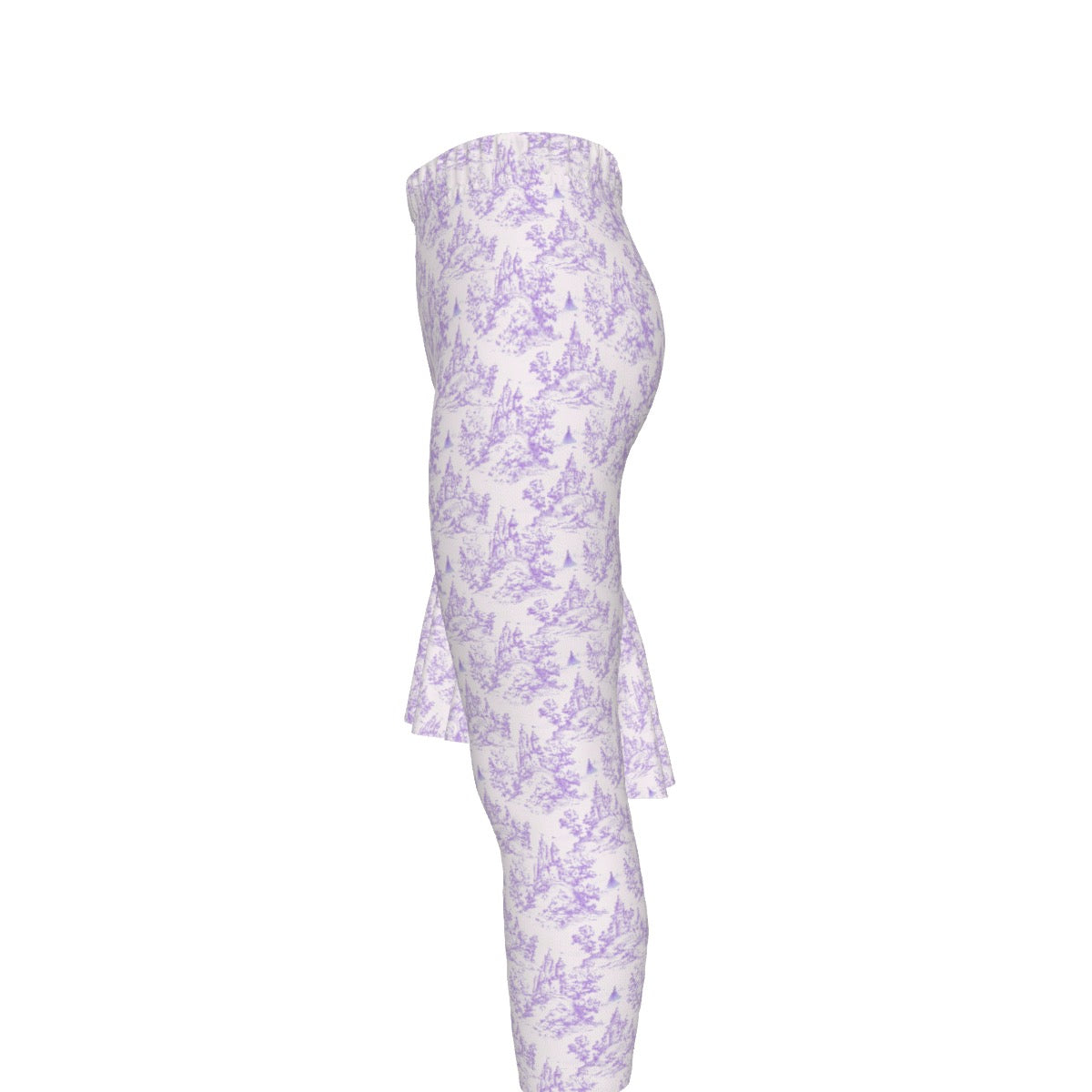 Purple Princess Castle Toile Girls LS Pants Set
