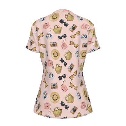 Vacay [pink] Women's Round Neck Athletic T-Shirt|210GSM