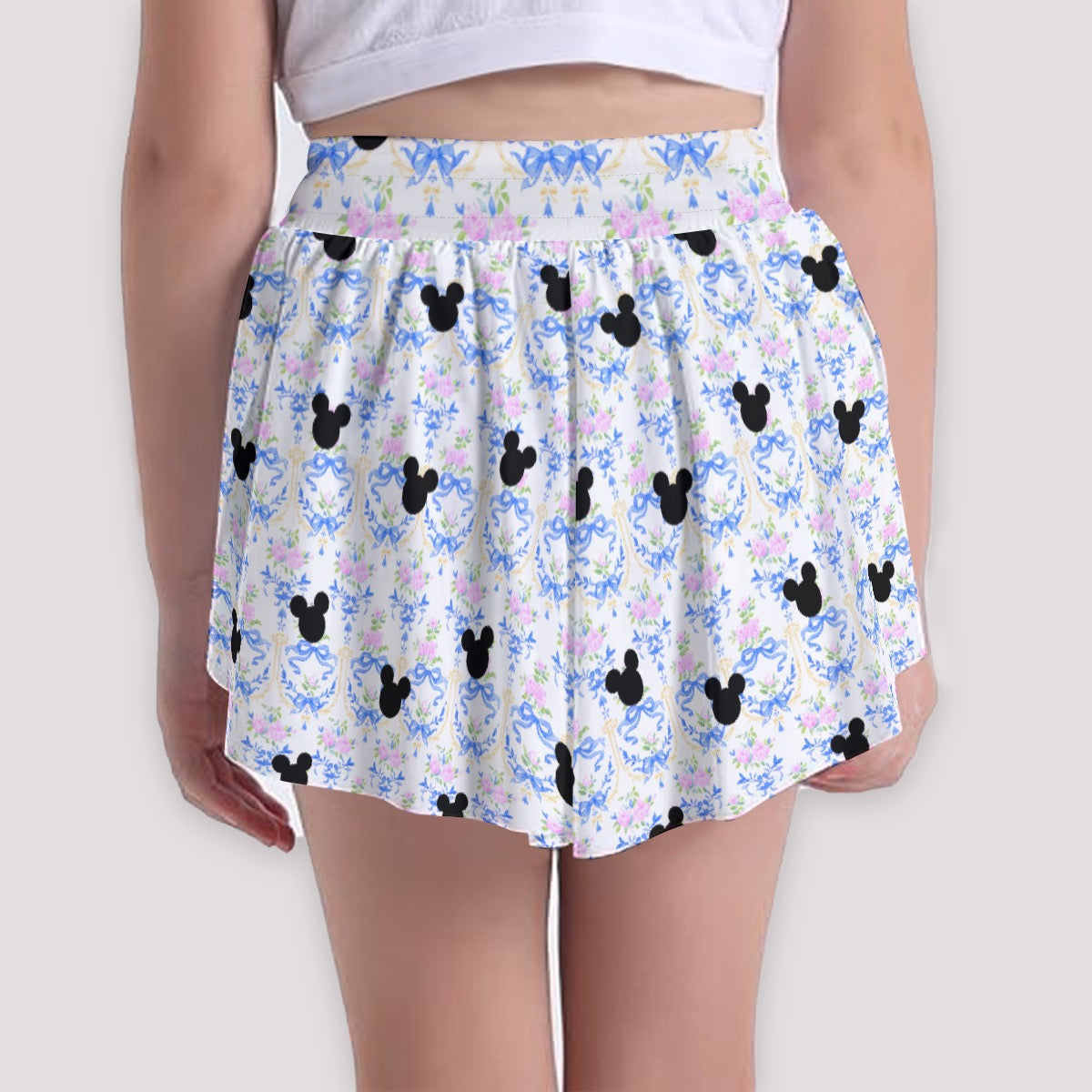 Bright Blue Bow Floral Girls' Sports Culottes