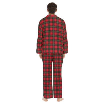 Classic Christmas Plaid Men's Lapel Pajama Set