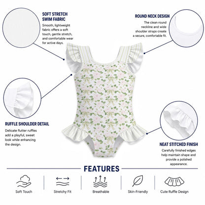 Camilla Girls' Ruffle Sleeve Swimsuit with Bow