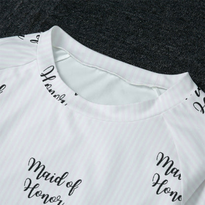 Maid of Honor Striped Women's Raglan Sleeve Pajamas