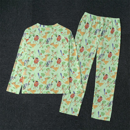 King of the Savannah Men's Raglan Sleeve Pajamas With Wide Ankles