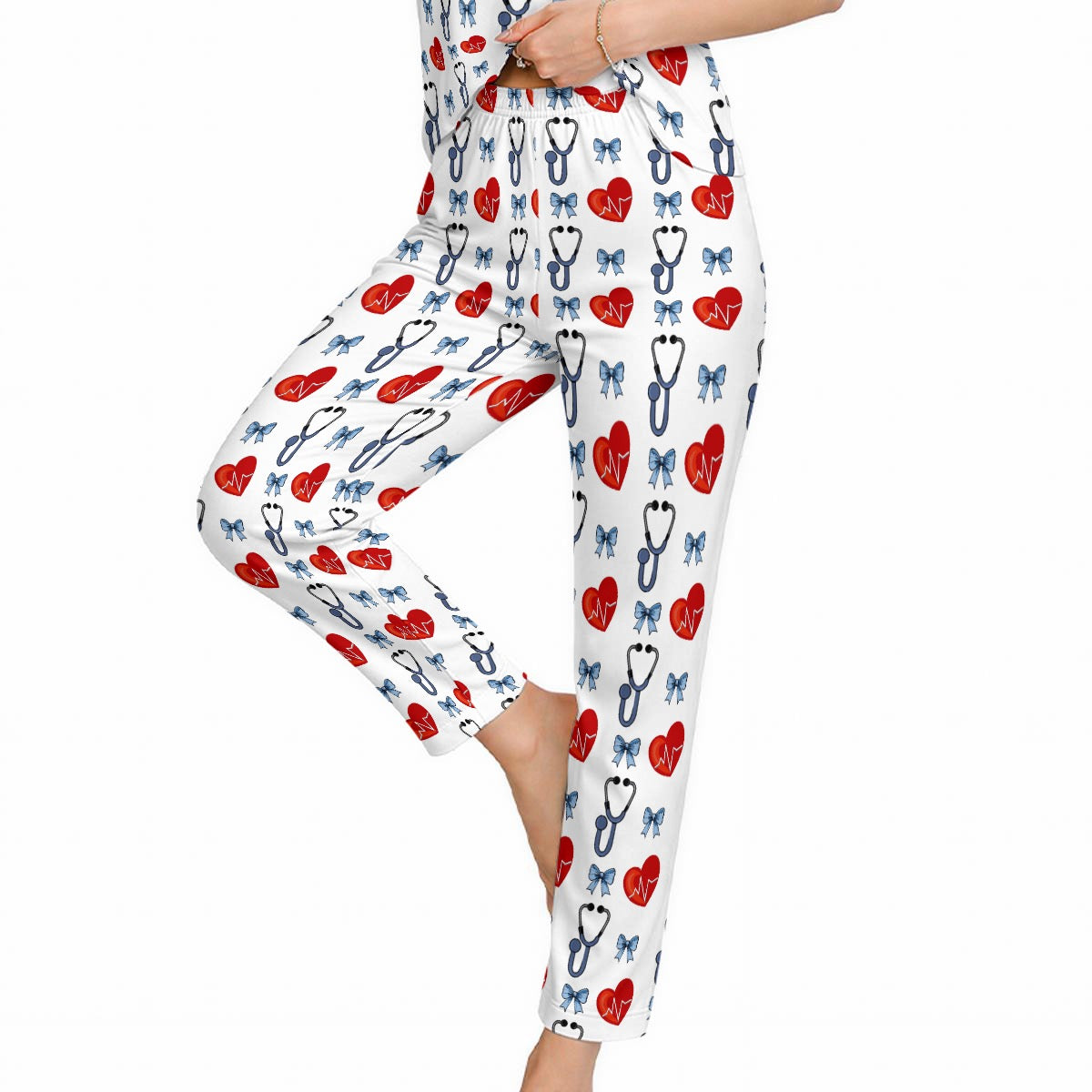 Hearts & Blue Bows Medical Women’s Loungewear Set