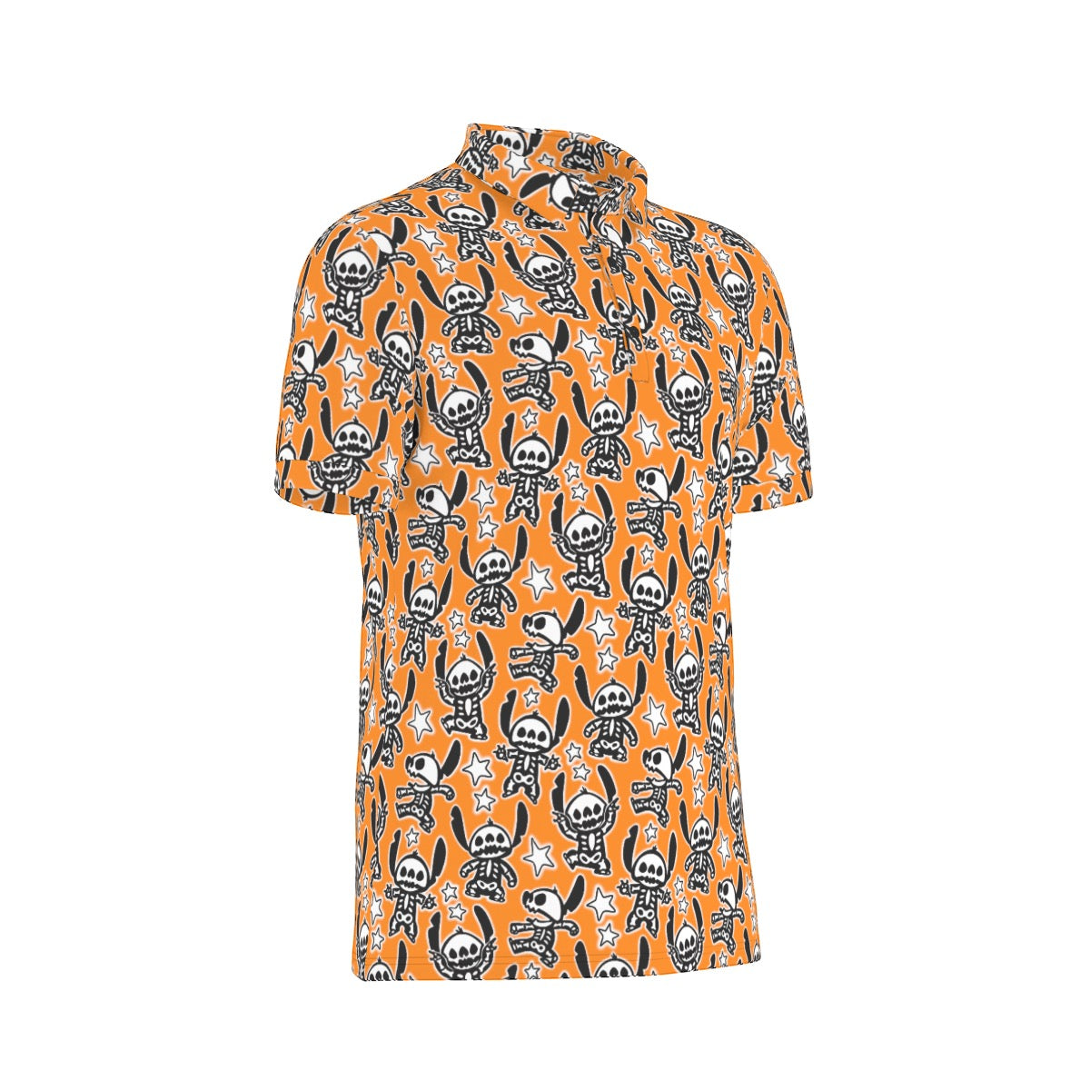 Skeleton Alien Men's Stretch Collar Polo Shirt