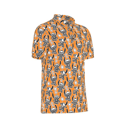 Skeleton Alien Men's Stretch Collar Polo Shirt