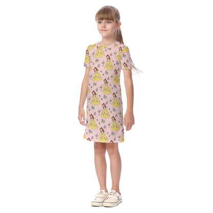 The Beautiful Princess [smaller print] Kid's Short Sleeve Dress