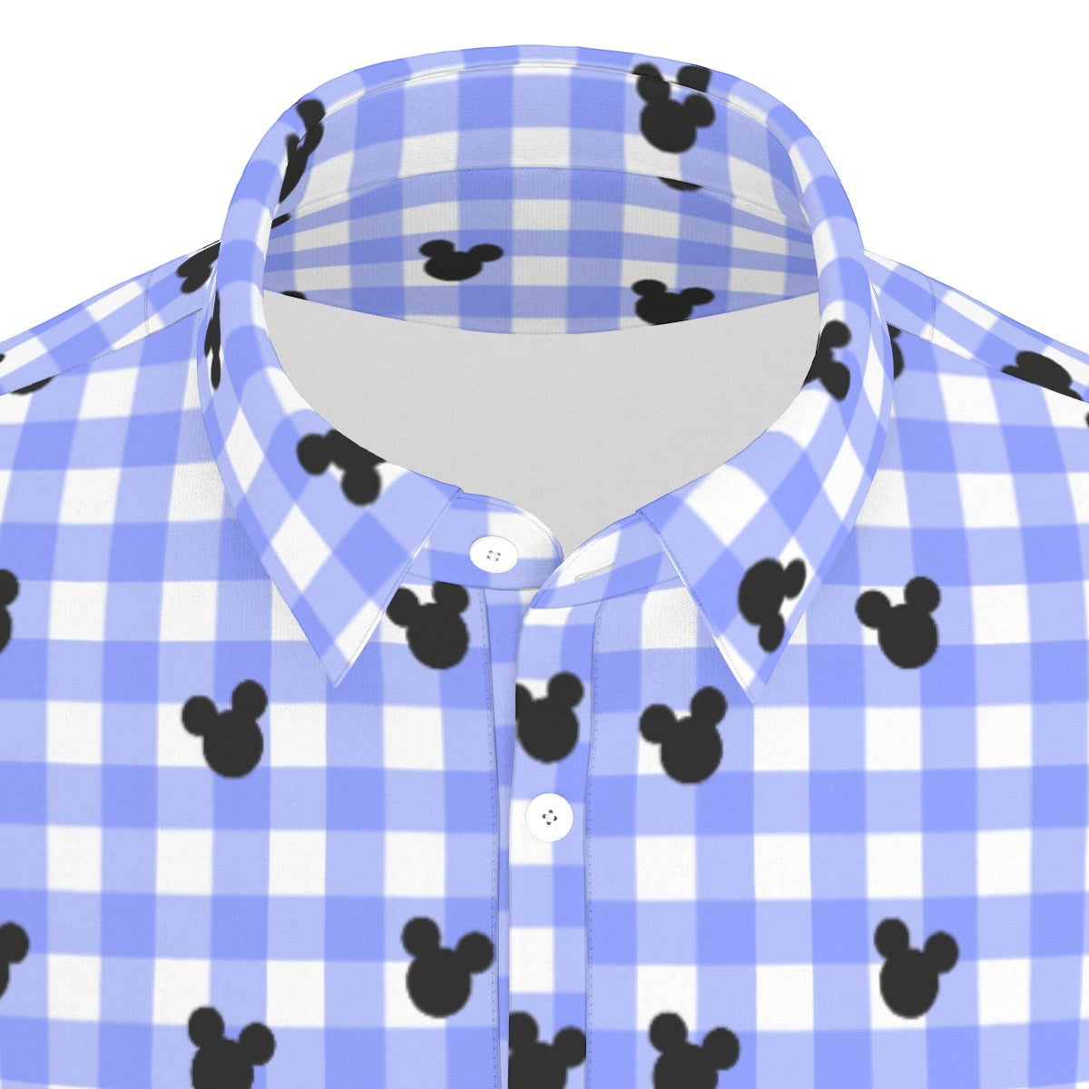 Bright Blue Gingham Men's Stretch Collar Polo Shirt