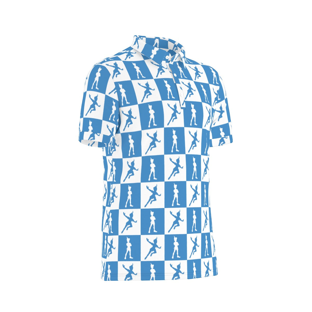 Blue Check Peter Men's Stretch Collar Polo Shirt