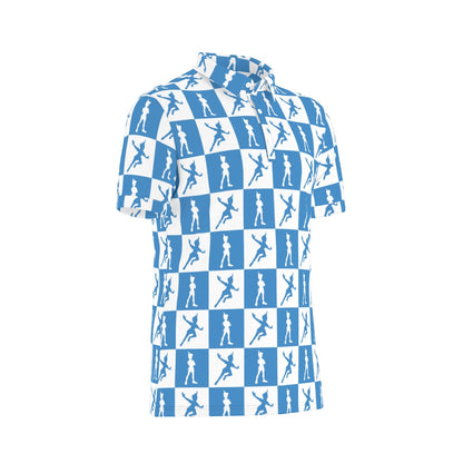 Blue Check Peter Men's Stretch Collar Polo Shirt