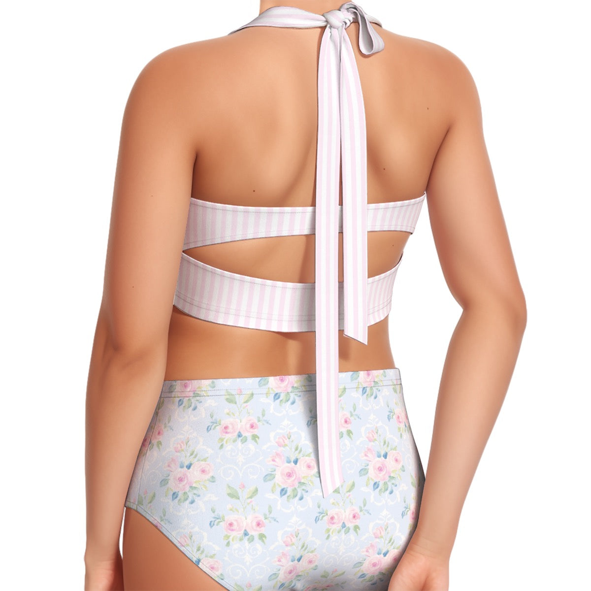 Rose Women's Swimsuit Set With Halter
