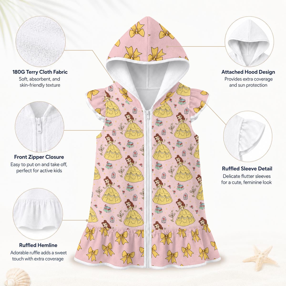 The Beautiful Princess Girls' Hooded Beach Cover-Up